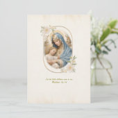 Invitation Cadre floral Baptême catholique Béni Mère Jésus (Debout devant)