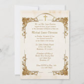 Invitation Cadre floral Baptême catholique Béni Mère Jésus (Dos)