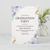Invitation Cadre floral bleu et rose (Debout devant)