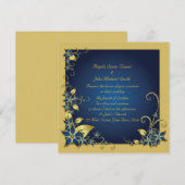 Invitation Cadre floral bleu or (Devant / Derrière)