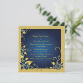 Invitation Cadre floral bleu or (Debout devant)
