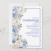 Invitation Cadre Floral Bleu Poussiéreux à Gribouillis Blanc (Devant)