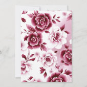 Invitation Cadre floral bourguignon et mariage de lavage aqua (Dos)