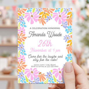Invitation Cadre floral brillant Anniversaire Célébration
