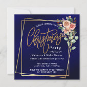 Invitation Cadre floral classique Noël bleu (Devant)