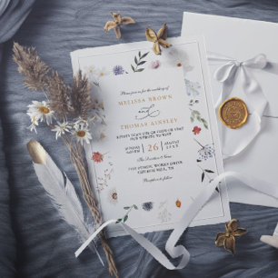 Invitation Cadre floral de fleurs sauvages Mariage élégant co