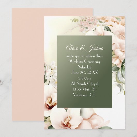 Invitation Cadre floral de mariage (Devant / Derrière)