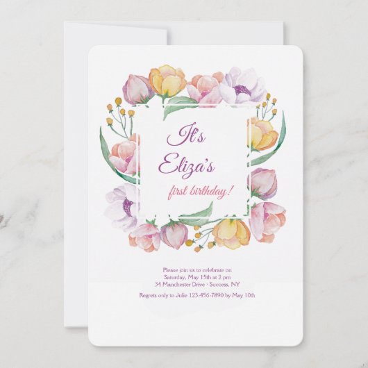 Invitation Cadre Floral de Printemps (Devant)