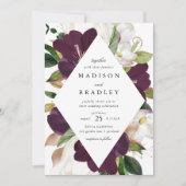 Invitation Cadre floral de prune foncée | MARIAGE (Devant)