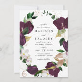 Invitation Cadre floral de prune foncée | MARIAGE (Devant)