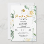 Invitation Cadre floral de roses blanches pour la fête de rem (Devant)