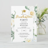 Invitation Cadre floral de roses blanches pour la fête de rem (Debout devant)