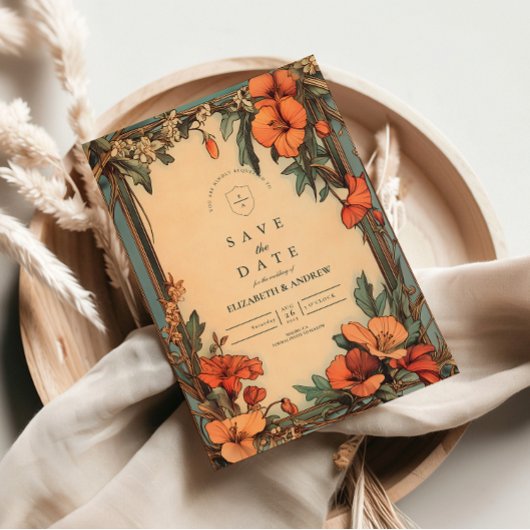 Invitation Cadre Floral d'été Art Nouveau Mariage