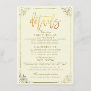 Invitation Cadre Floral Doré Élégant Détail de Direction de M