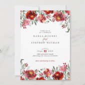 Invitation Cadre floral du jardin rouge profond (Devant)