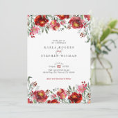 Invitation Cadre floral du jardin rouge profond (Debout devant)