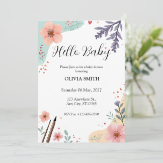 Invitation Cadre floral élégant aux accents pastel doux