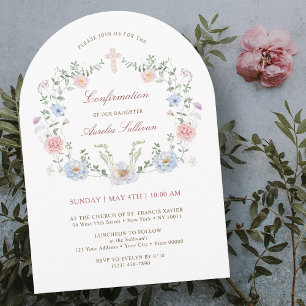 Invitation Cadre Floral Élégant de Confirmation