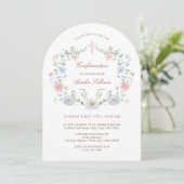 Invitation Cadre Floral Élégant de Confirmation (Debout devant)