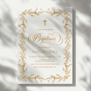 Invitation Cadre floral élégant en or dessiné à la main pour