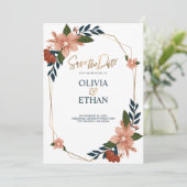 Invitation Cadre floral Elégant mariage Modèle d'invitation (Debout devant)