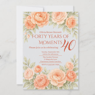 Invitation Cadre Floral Élégant pour Anniversaire