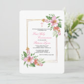 Invitation Cadre floral en carton d'invitation rose (Debout devant)