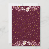 Invitation Cadre floral et confetti or mariage bordeaux (Dos)