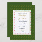 Invitation Cadre Floral Ethnique mariage Indien Vert (Devant / Derrière)