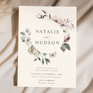 Invitation Cadre floral hivernal délicat pour mariage ivoire