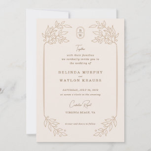 Invitation Cadre Floral Monoline Rustique