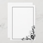 Invitation Cadre floral noir simple (Devant / Derrière)