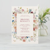 Invitation Cadre floral papillon romantique pour la douche de (Debout devant)