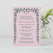 Invitation Cadre floral personnalisé QR Code Bat mitzvah fill (Debout devant)