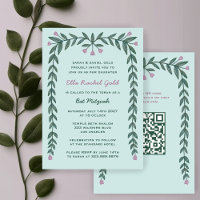 Cadre floral personnalisé QR Code Bat mitzvah fill