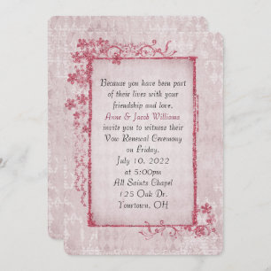 Invitation cadre floral rose antique pour Vow Renewal
