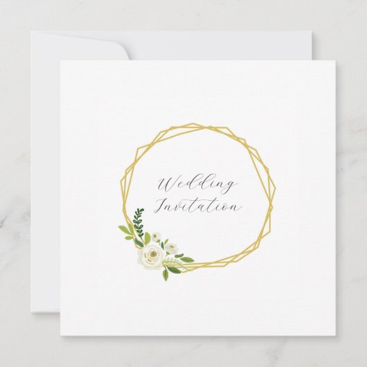 Invitation Cadre Floral Rose Blanche Luxe (Devant)