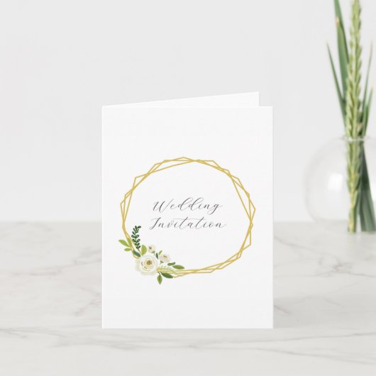Invitation Cadre Floral Rose Blanche Luxueux (Devant)
