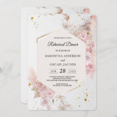 Invitation Cadre floral rose pastel élégant (Devant / Derrière)