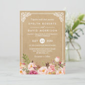 Invitation Cadre Floral Rustique Classique Kraft | Mariage of (Debout devant)