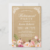 Invitation Cadre Floral Rustique Kraft | Retraite (Devant)