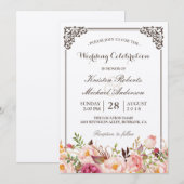 Invitation Cadre floral rustique Véritable Mariage Kraft (Devant / Derrière)