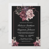 Invitation Cadre floral sombre et mystérieux avec code QR noi (Devant)