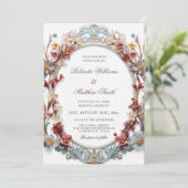Invitation Cadre floral victorien 3D élégant (Debout devant)