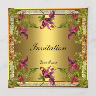 Invitation Cadre floral victorien doré vintage