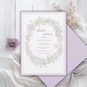 Invitation Cadre Floral Violet Élégant pour Baby Shower ou Ma