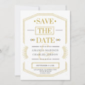 Invitation Cadre géométrique Art déco pour sauvegarder la dat (Devant)
