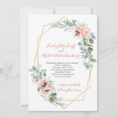 Invitation Cadre géométrique aux coquelicots rose poudré et i (Devant)