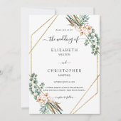 Invitation Cadre géométrique Boho vert Code QR Mariage RSVP (Devant)