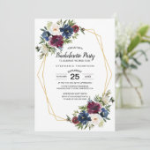 Invitation Cadre géométrique Bourgogne Bachelorette (Debout devant)